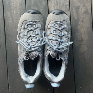 Women's Keen Alamosa Gray and Blue Waterproof Hiking Boot Shoes, Size 8